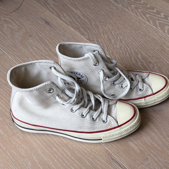 Converse Shoes - Converse 70’s High Top Sneakers in Off-White with Red Stripe